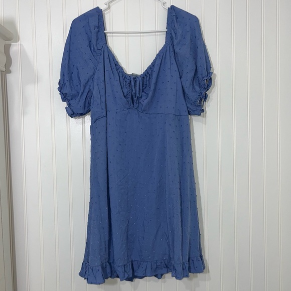 Sky and Sparrow Swiss dot keyhole babydoll blue dress size XXL - Picture 2 of 6